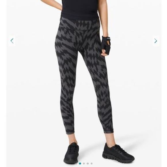 lululemon athletica Pants - Lululemon Wunder Train High Rise 25'' Voltage Grey Black Size 8